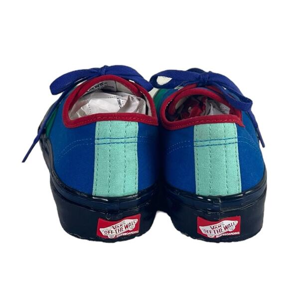 VANS Men’s Custom Sneakers Fabric Green Blue Red Colorblock Pop Cush Size 6.5 - Picture 9 of 14